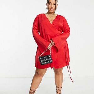 ASOS CURVE red wrap mini dress